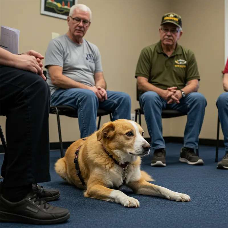 Therapy Dog Visits Veteran Group